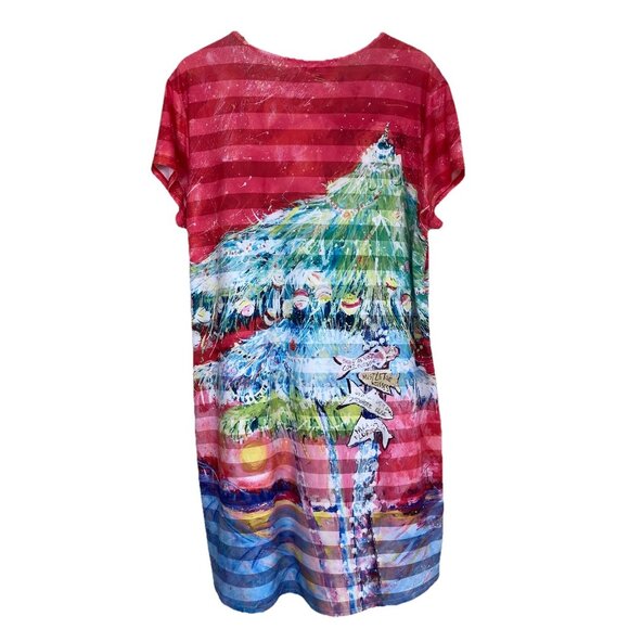 Leoma Lovegrove XL Christmas Themed Holiday Dress Wearable Art Colorful Tropical - Picture 2 of 7